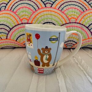 Kukuma Sweet Bear Blue Background Bon Voyage Mug Daiso Japan